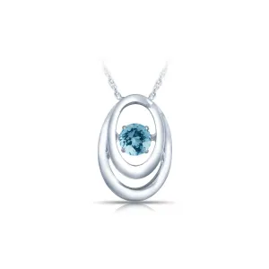 SS Pendant with Aquamarine 1=1/4 ctw W/chain