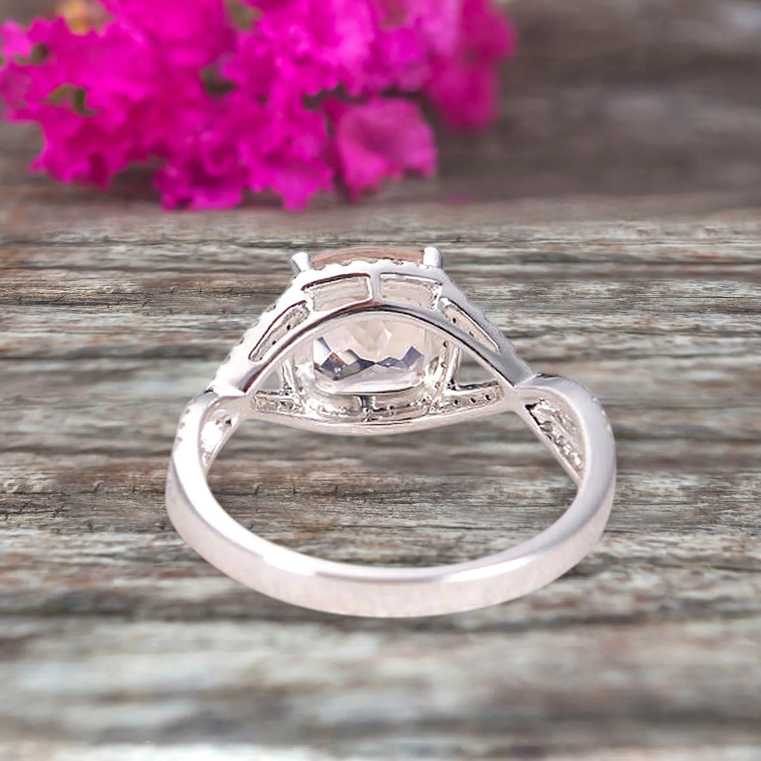 Staggering Looking Cushion Cut Morganite Engagement Ring 10k Rose Gold Halo Wedding Ring Anniversary Promise Surprisingly Ring