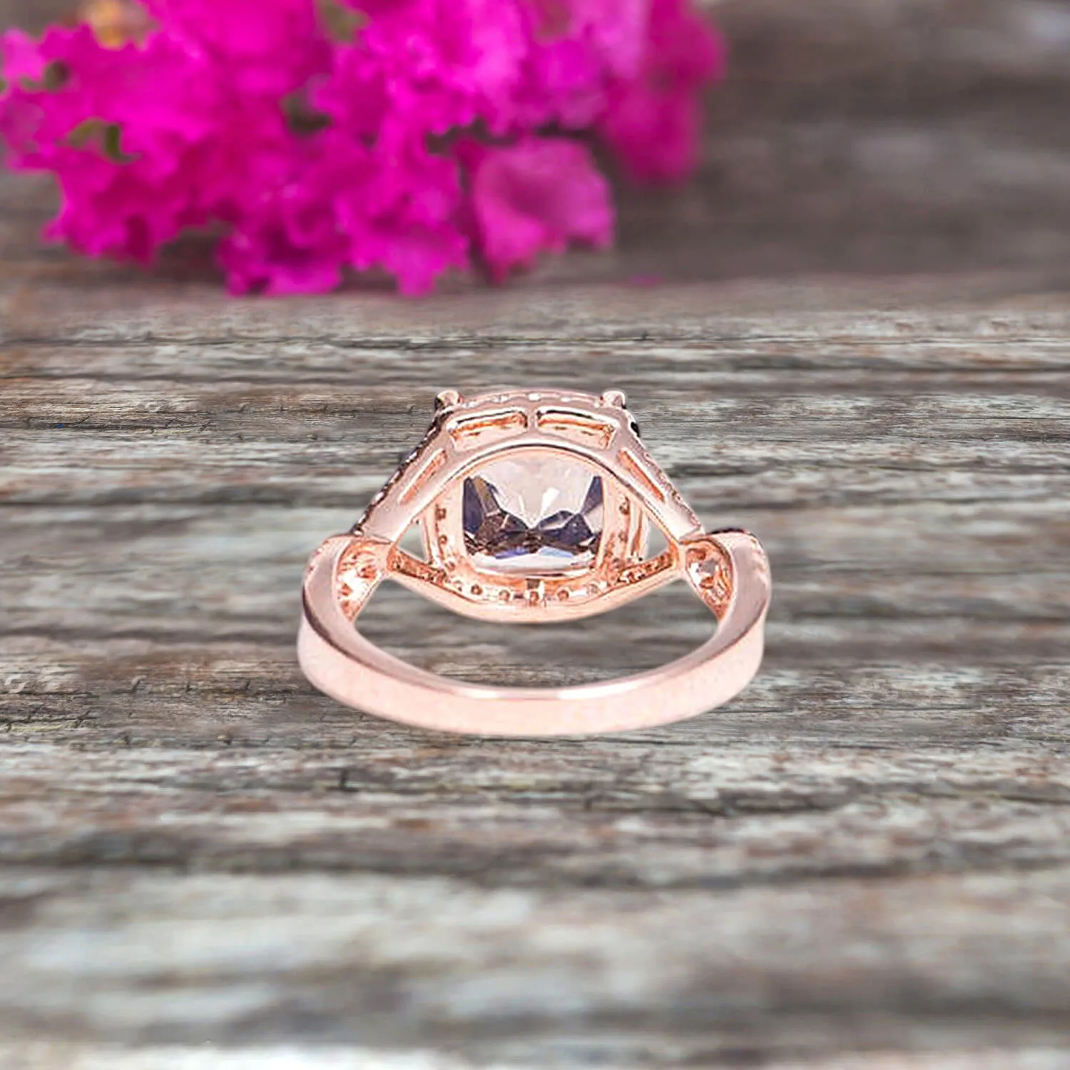 Staggering Looking Cushion Cut Morganite Engagement Ring 10k Rose Gold Halo Wedding Ring Anniversary Promise Surprisingly Ring