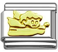 Stainless Steel 9mm Shiny Baby Angel Link for Italian Charm Bracelet