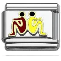 Stainless Steel 9mm Shiny 'Back to Back Couple' Link for Italian Charm Bracelet