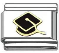 Stainless Steel 9mm Shiny Link with Graduation Cap for Italian Charm Bracelet