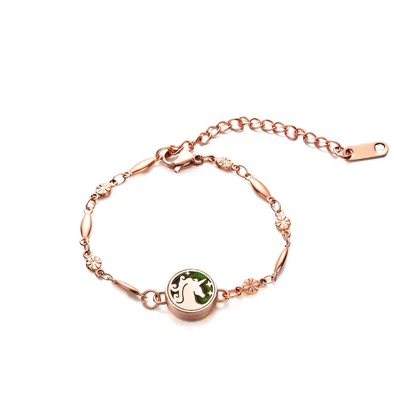Stainless Steel Aromatherapy Bracelet 12mm Essential Oil Diffuser Locket Small Mini Bracelets for Women Girls Rose Gold Color