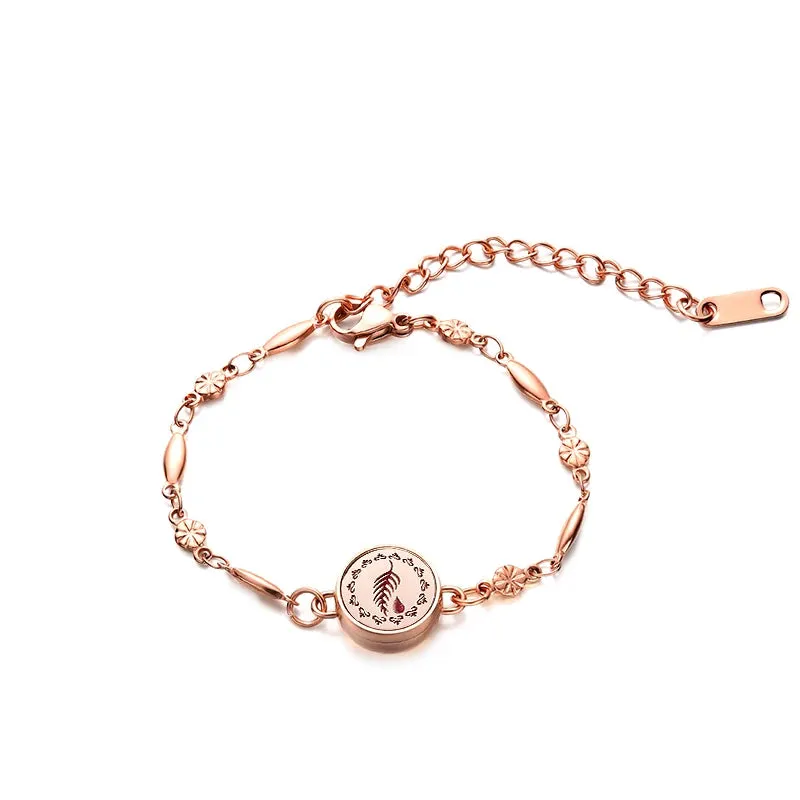 Stainless Steel Aromatherapy Bracelet 12mm Essential Oil Diffuser Locket Small Mini Bracelets for Women Girls Rose Gold Color