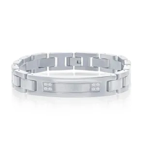 Stainless Steel CZ ID Link Bracelet