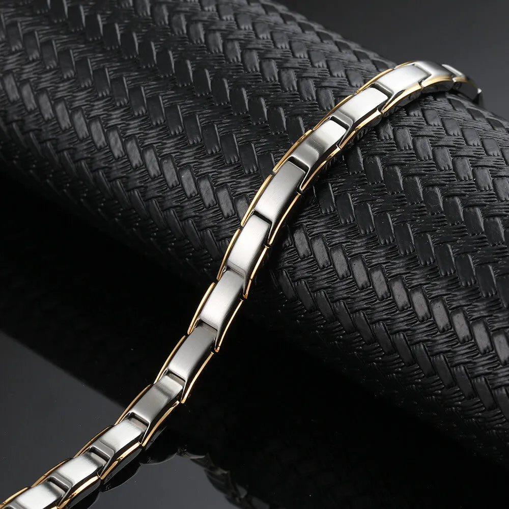 Stainless Steel Energy Bracelet 4-in-1. 2 Colors available. Model B001W