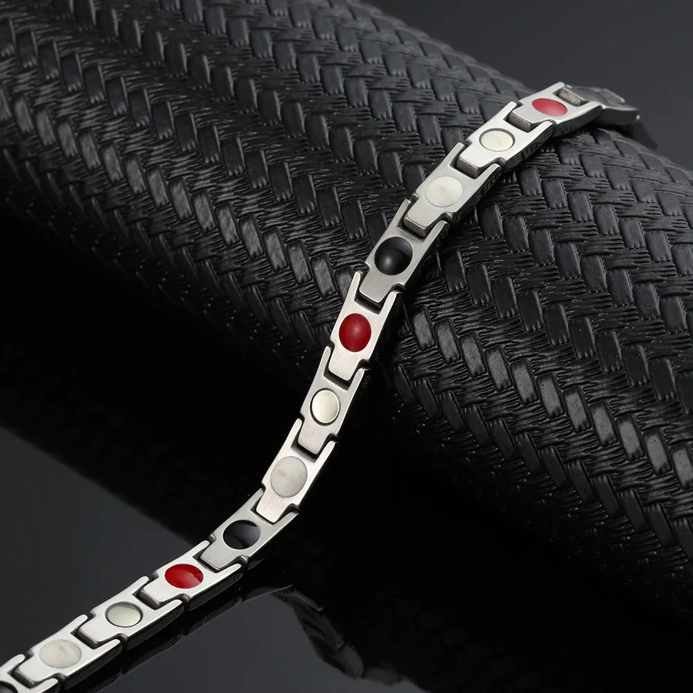 Stainless Steel Energy Bracelet 4-in-1. 2 Colors available. Model B001W