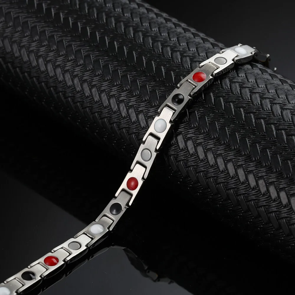 Stainless Steel Energy Bracelet 4-in-1. 2 Colors available. Model B001W