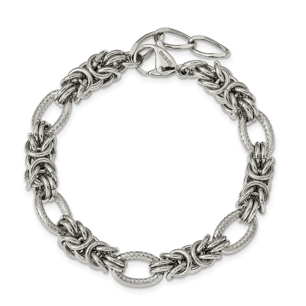 Stainless Steel Polished 8in with 1in ext. Bracelet