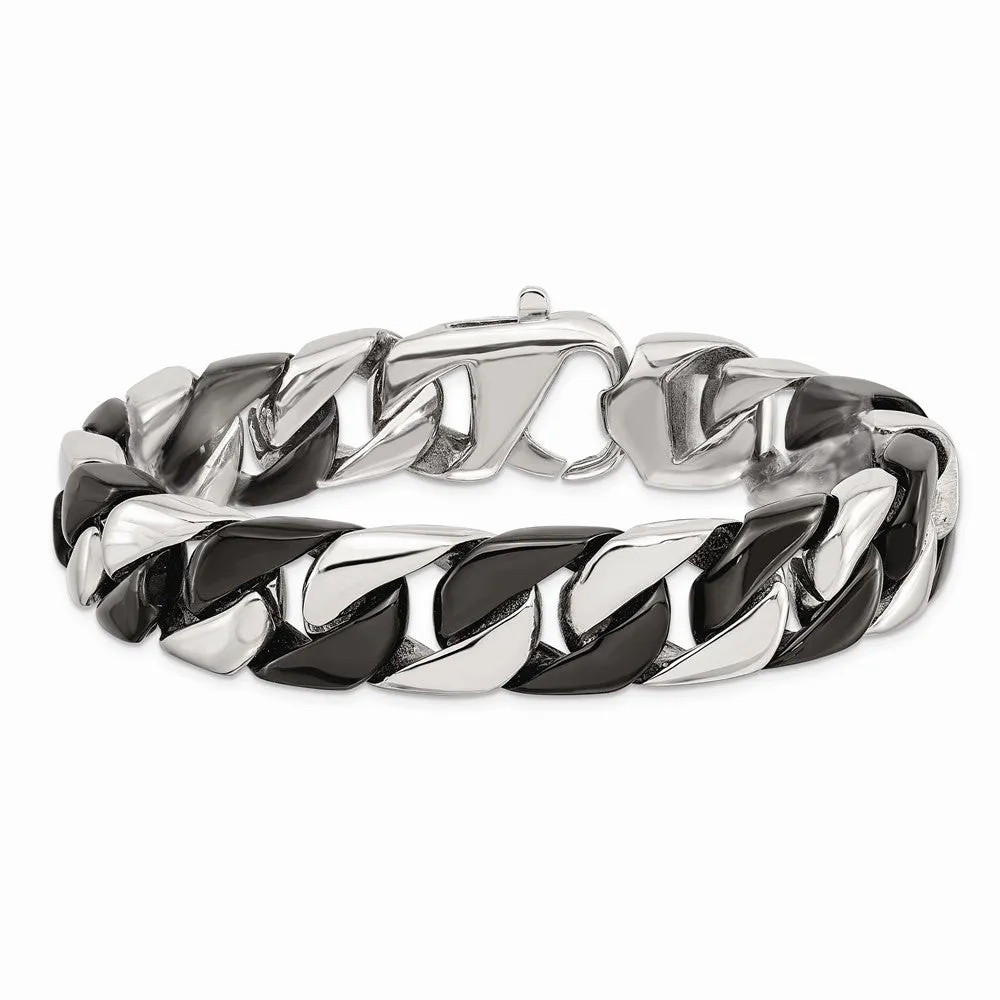 Stainless Steel Polished Black IP-plated 8.75in Bracelet