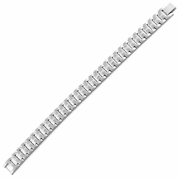 Stainless Steel Ridged Link Bracelet