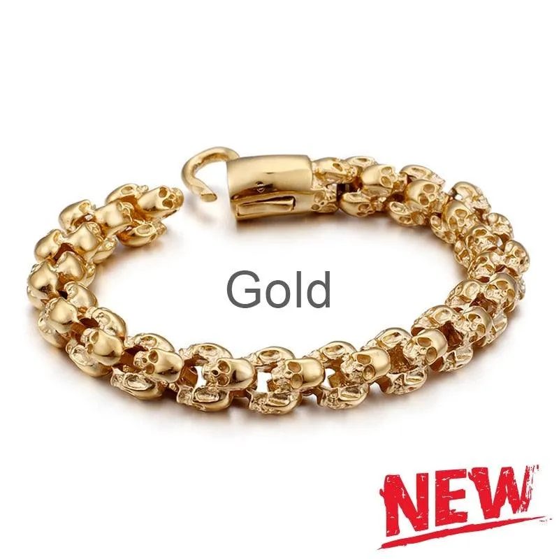 Stainless Steel Shiny Skull Charm Link Chain