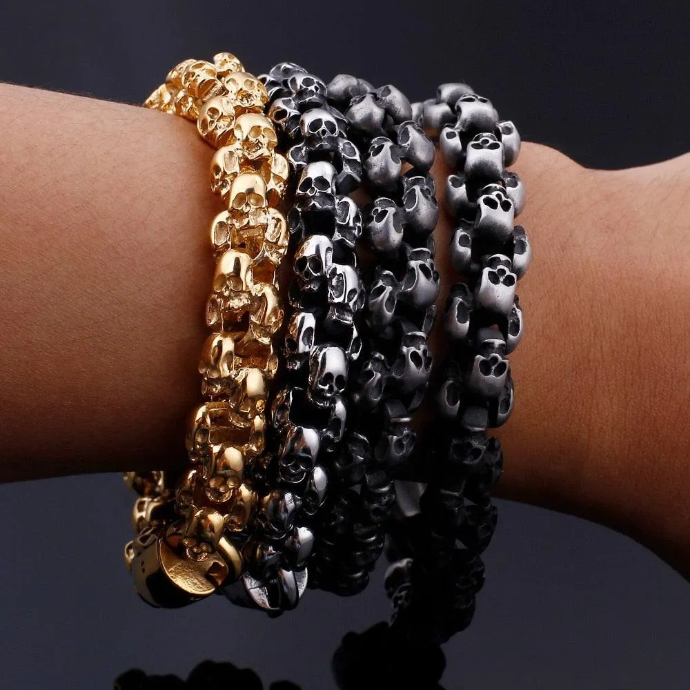Stainless Steel Shiny Skull Charm Link Chain