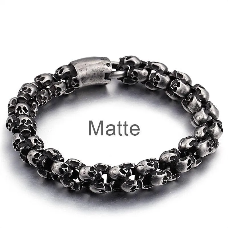 Stainless Steel Shiny Skull Charm Link Chain