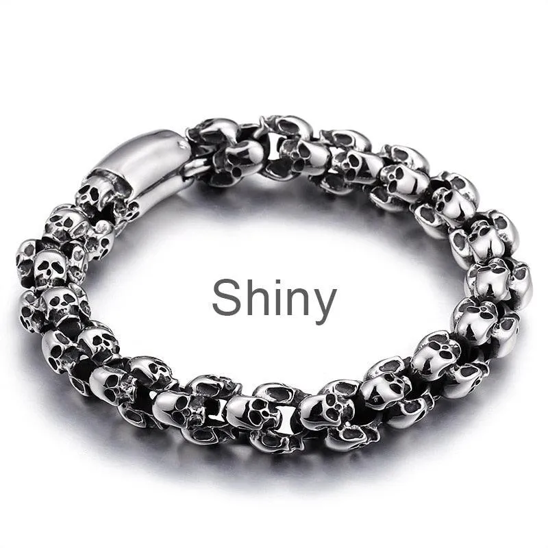 Stainless Steel Shiny Skull Charm Link Chain