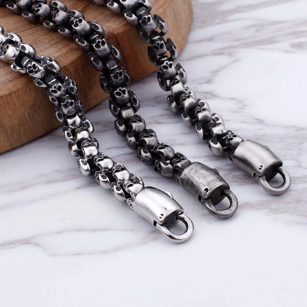 Stainless Steel Shiny Skull Charm Link Chain
