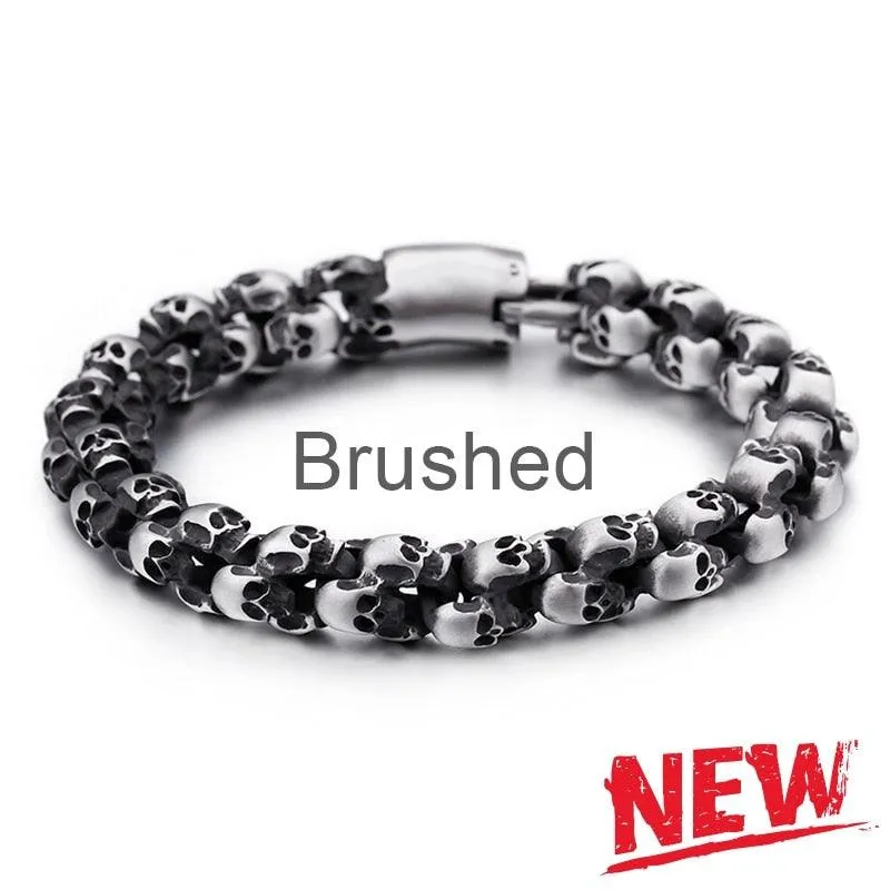 Stainless Steel Shiny Skull Charm Link Chain