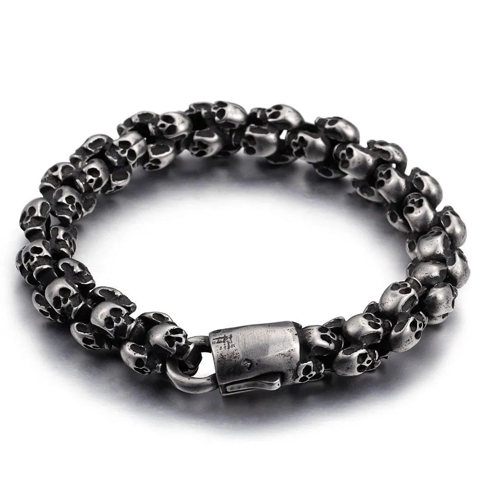 Stainless Steel Shiny Skull Charm Link Chain