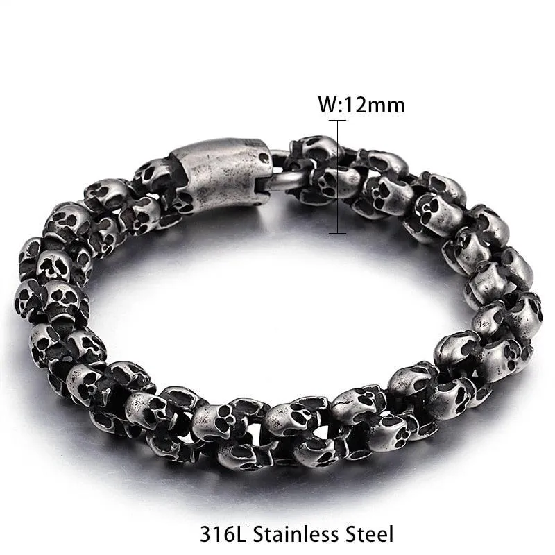 Stainless Steel Shiny Skull Charm Link Chain