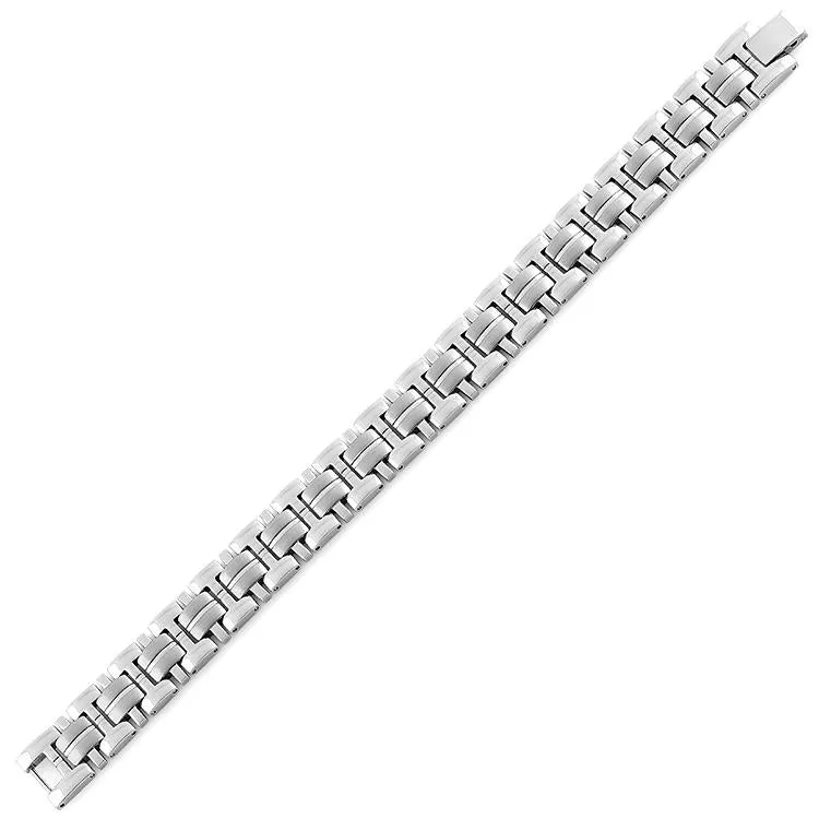 Stainless Steel Thick Groove Square Link Bracelet
