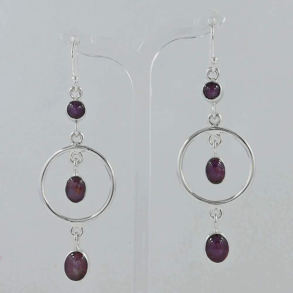 Star Ruby Silver Earrings