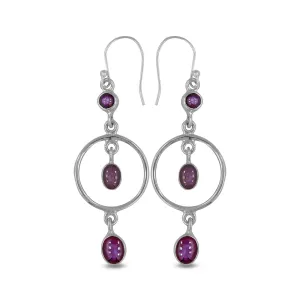 Star Ruby Silver Earrings