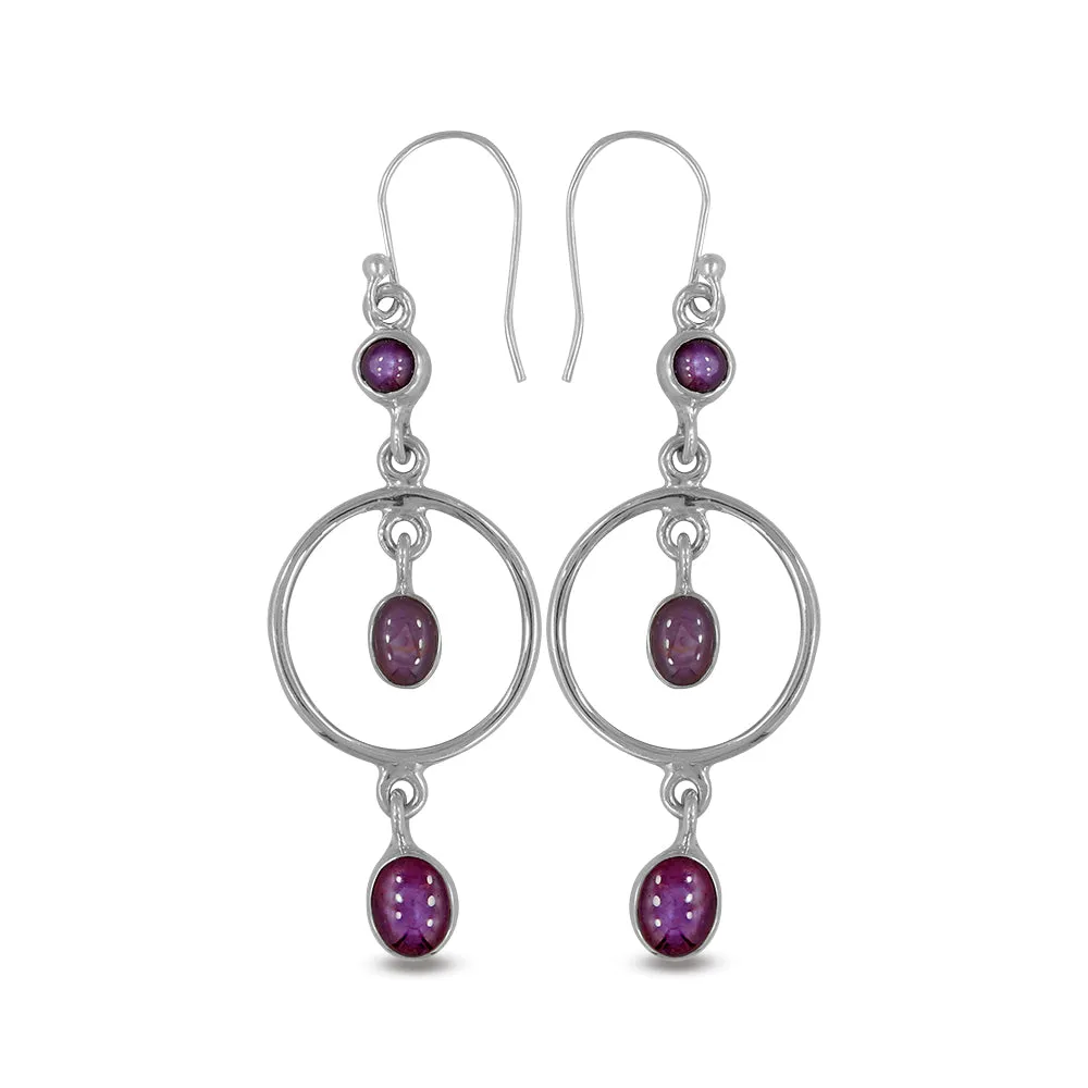 Star Ruby Silver Earrings