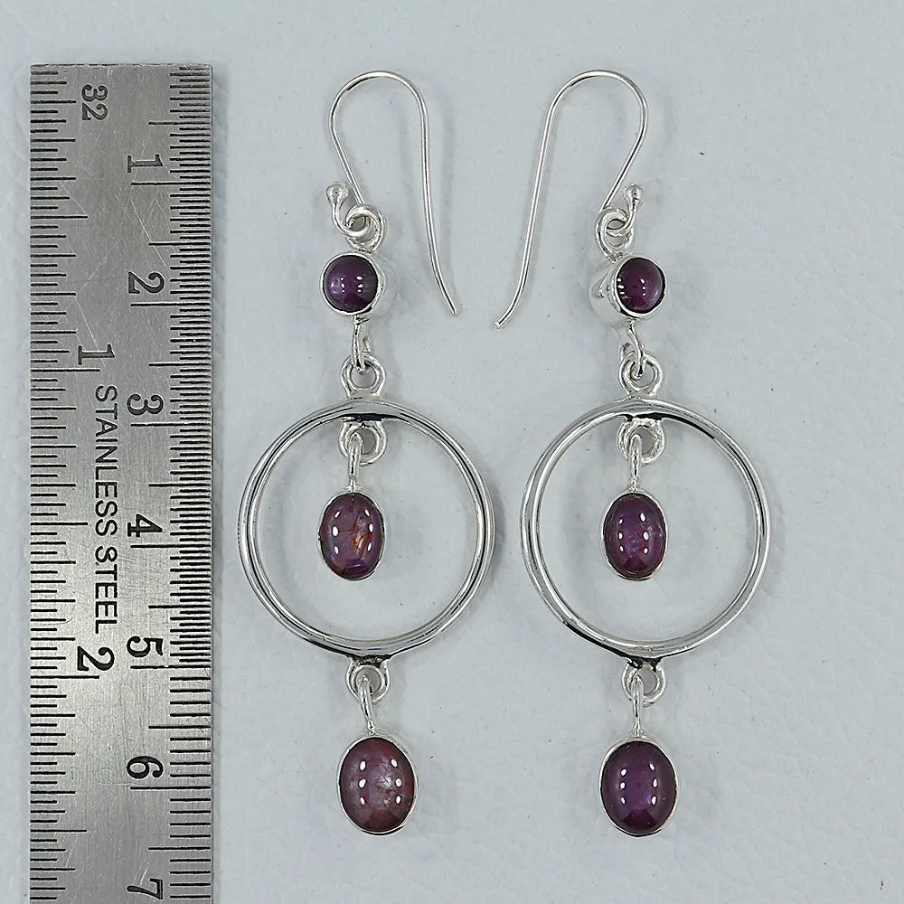 Star Ruby Silver Earrings