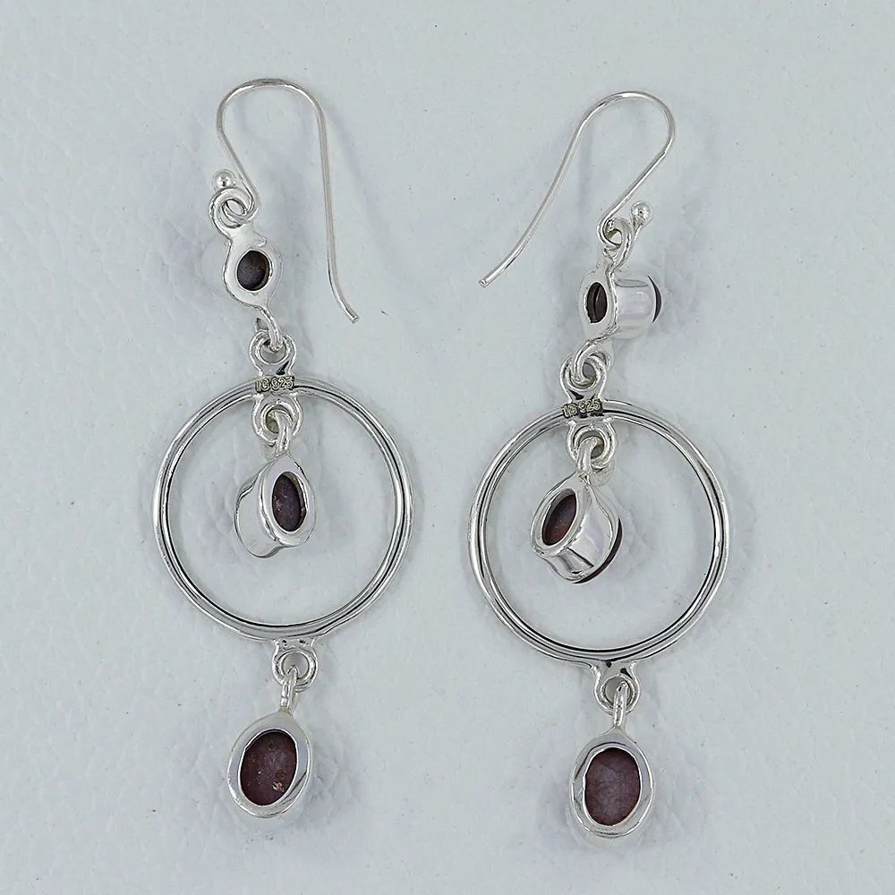 Star Ruby Silver Earrings