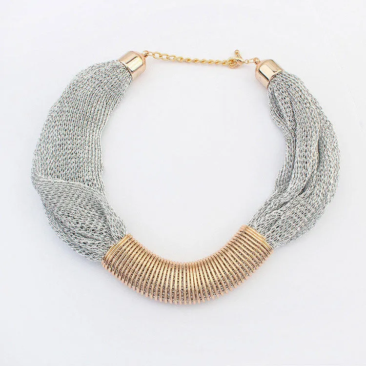 Statement necklace fashion women 2015 collar vintage big chunky chain bib choker silk chain long Necklaces & Pendants Jewelry