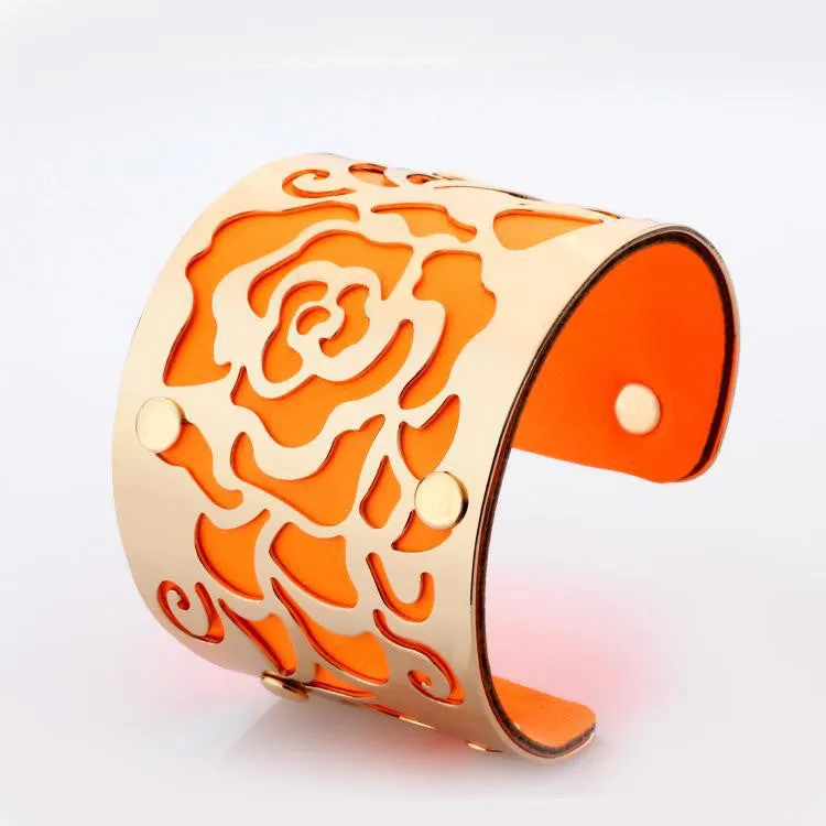Steampunk Fashion Jewelry Cuff Bracelets Bangles Exaggerated Gold Color with Colorful Enamel Bracelets