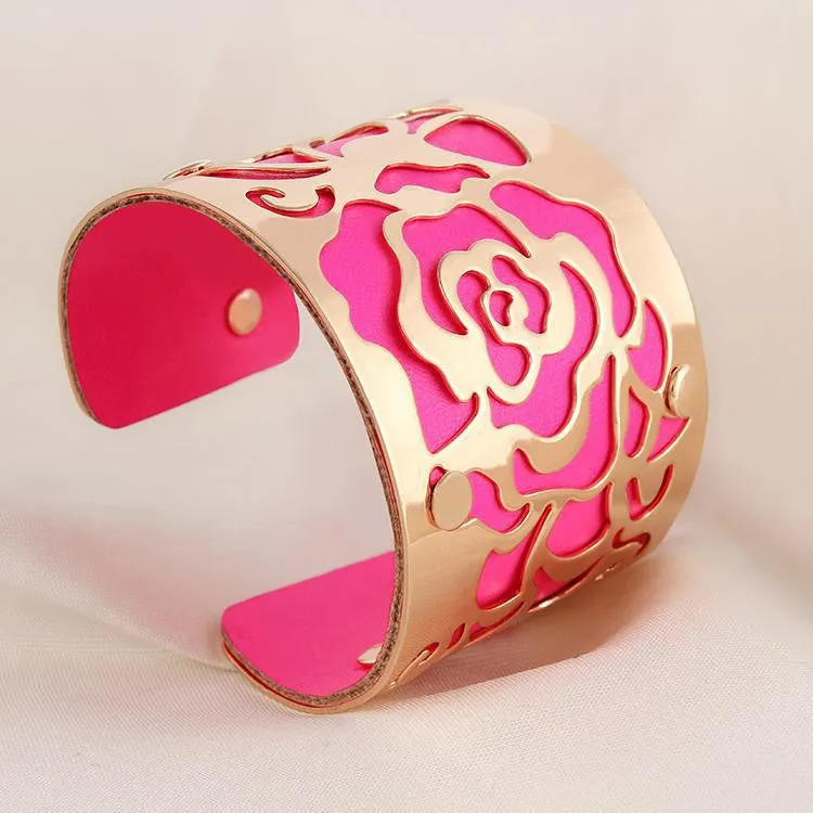 Steampunk Fashion Jewelry Cuff Bracelets Bangles Exaggerated Gold Color with Colorful Enamel Bracelets