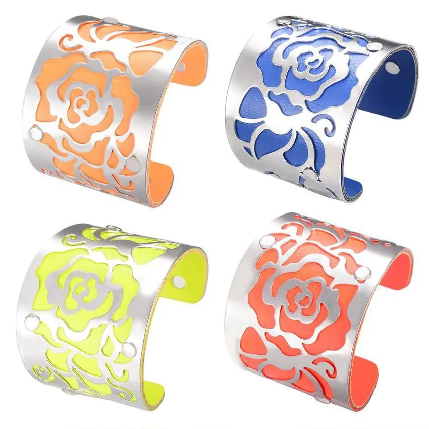 Steampunk Fashion Jewelry Cuff Bracelets Bangles Exaggerated Gold Color with Colorful Enamel Bracelets