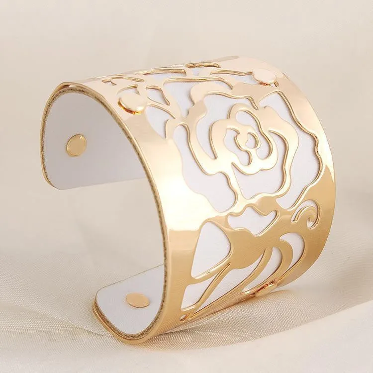 Steampunk Fashion Jewelry Cuff Bracelets Bangles Exaggerated Gold Color with Colorful Enamel Bracelets