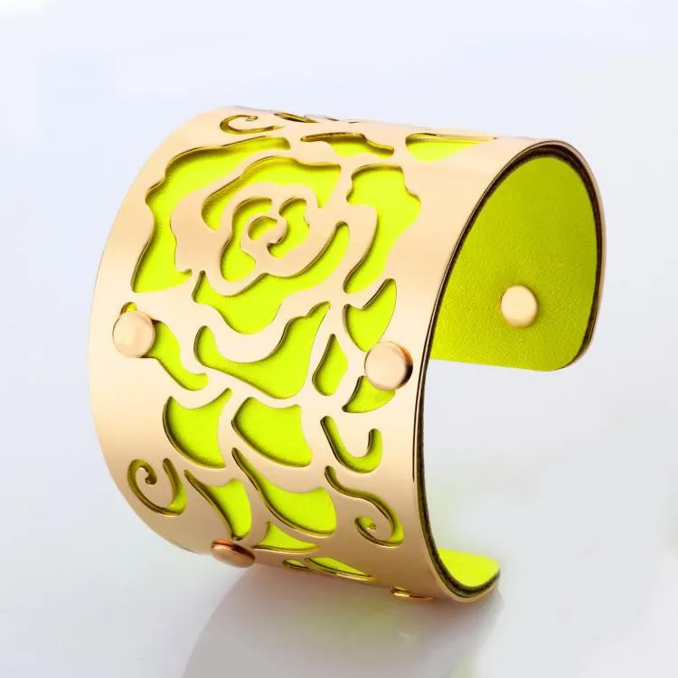 Steampunk Fashion Jewelry Cuff Bracelets Bangles Exaggerated Gold Color with Colorful Enamel Bracelets