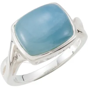 Sterling Silver 12x10mm Genuine Milky Aquamarine Ring, Size 8