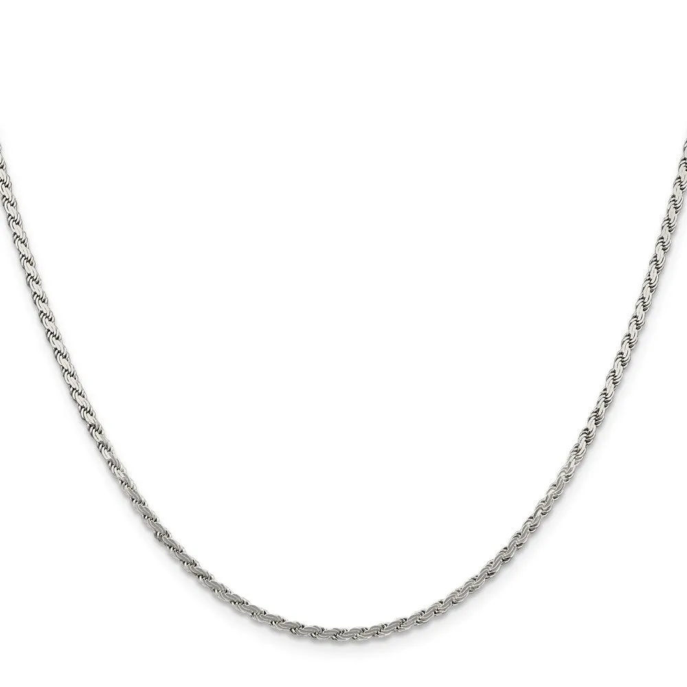 Sterling Silver 2.25mm Flat Rope Chain