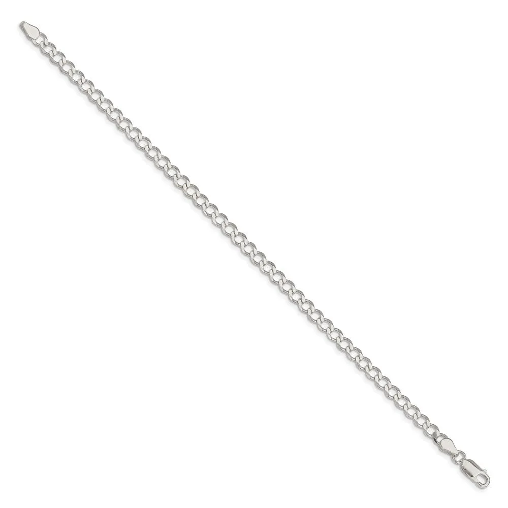 Sterling Silver 4.5mm Semi-solid Flat Curb Chain