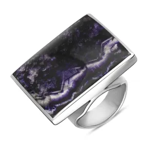 Sterling Silver Blue John Queen's Jubilee Hallmark Large Square Ring D