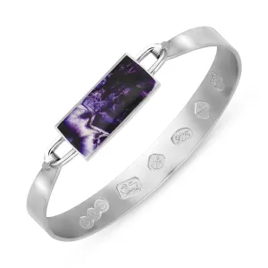 Sterling Silver Blue John Queen's Jubilee Hallmark Wide Oblong Bangle D