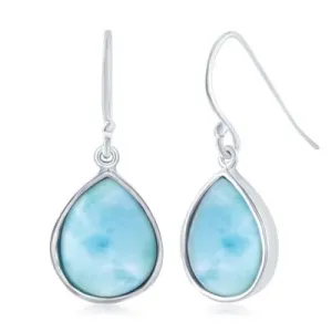 Sterling Silver Blue Larimar Teardrop Earrings (90792)