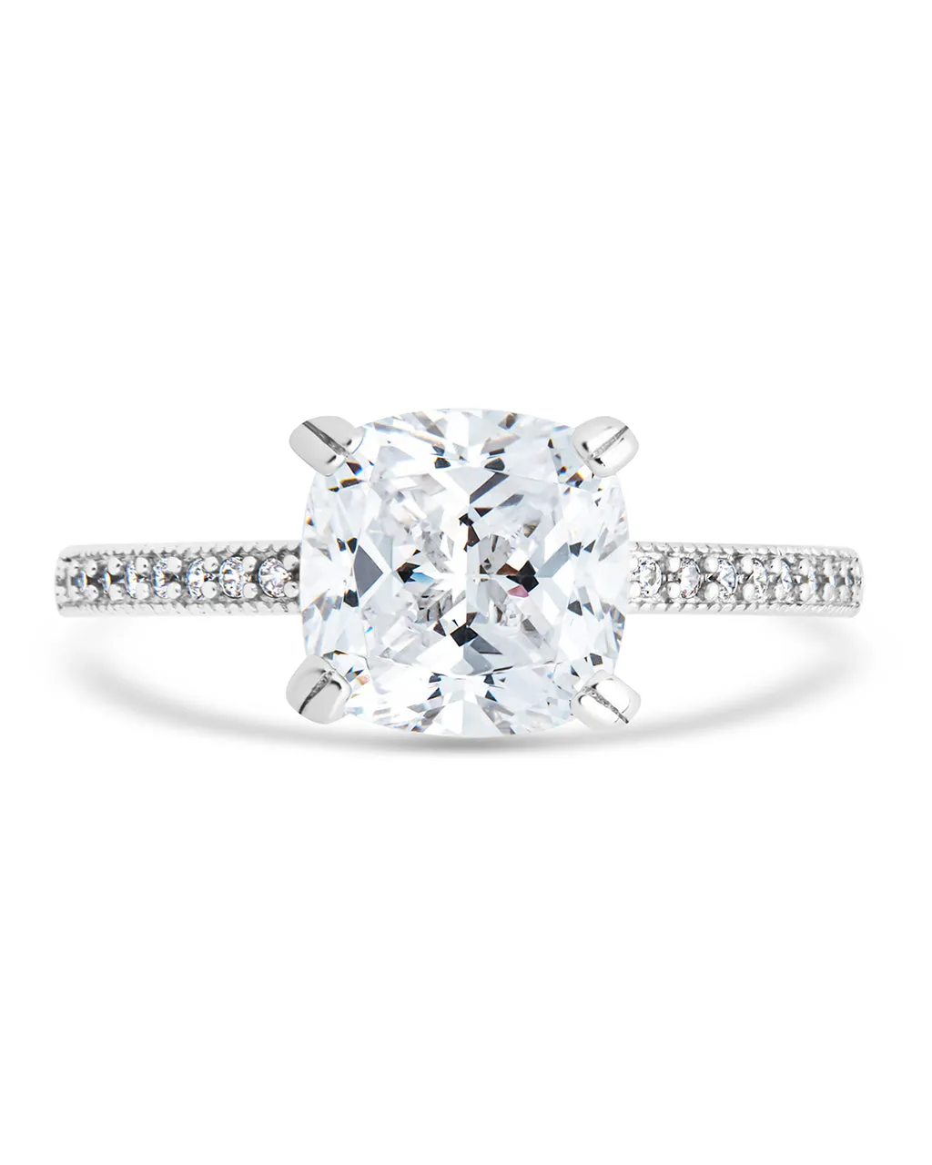 Sterling Silver Cushion CZ Solitaire Ring