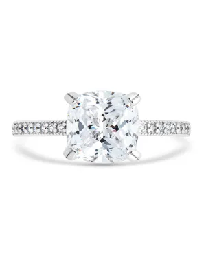 Sterling Silver Cushion CZ Solitaire Ring