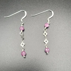 Sterling Silver Double Ruby Earrings