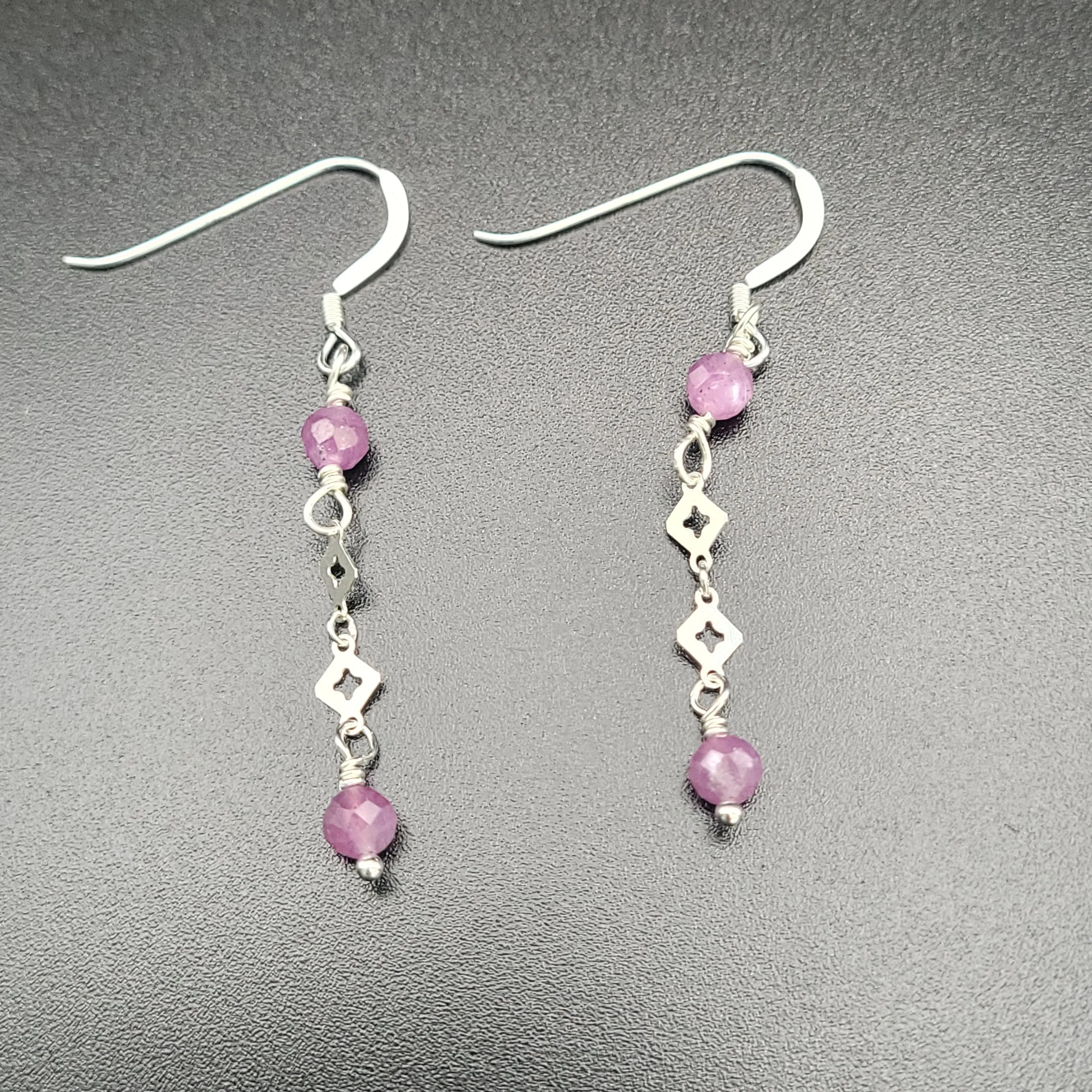 Sterling Silver Double Ruby Earrings