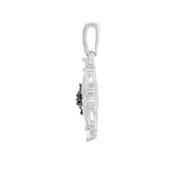 Sterling Silver Genuine Blue Sapphire & 1/10 CTW Diamond Pendant