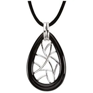 Sterling Silver Genuine Onyx Necklace