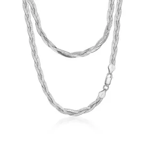 Sterling Silver / Gold Vermeil (4mm) Braided Herringbone Necklace