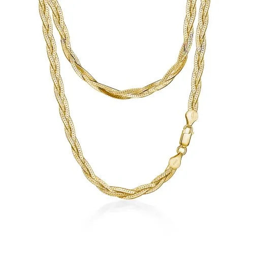 Sterling Silver / Gold Vermeil (4mm) Braided Herringbone Necklace