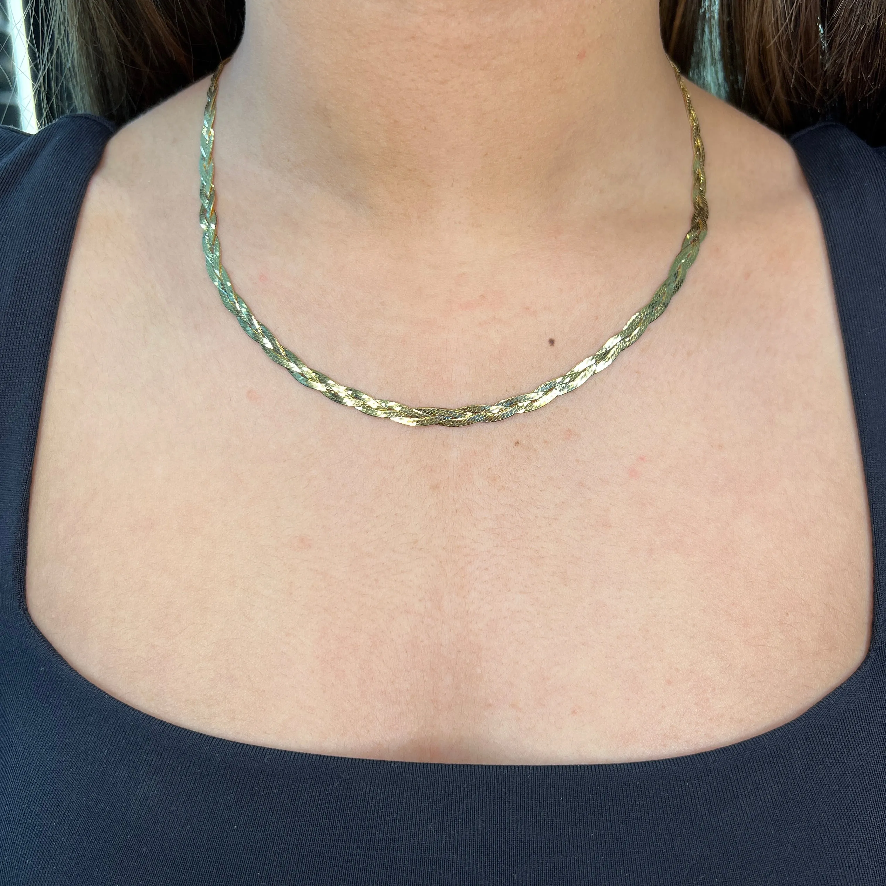 Sterling Silver / Gold Vermeil (4mm) Braided Herringbone Necklace